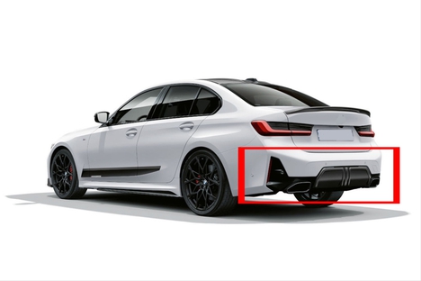 BMW G20 LCI 3 SERİSİ 2022+ UYUMLU 3.40 DIFUZOR VE EGZOZ SETİ ( PARLAK SİYAH) M-TECH İÇİN